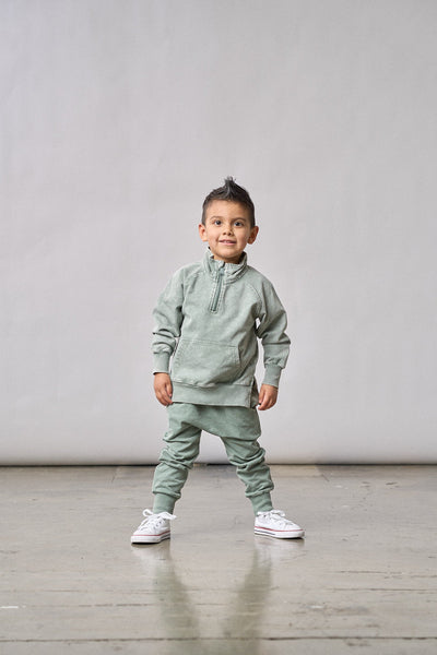 Quarter Zip Pullover - Basil Wash