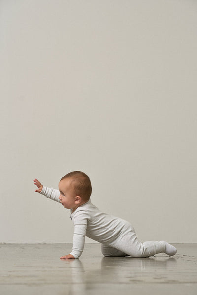 2-Way Zip Romper- Light Heather Grey