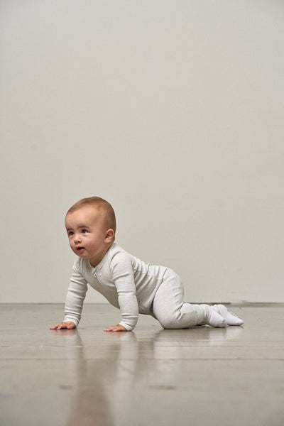 2-Way Zip Romper- Light Heather Grey