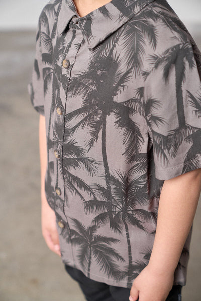 Palm Print Button Up