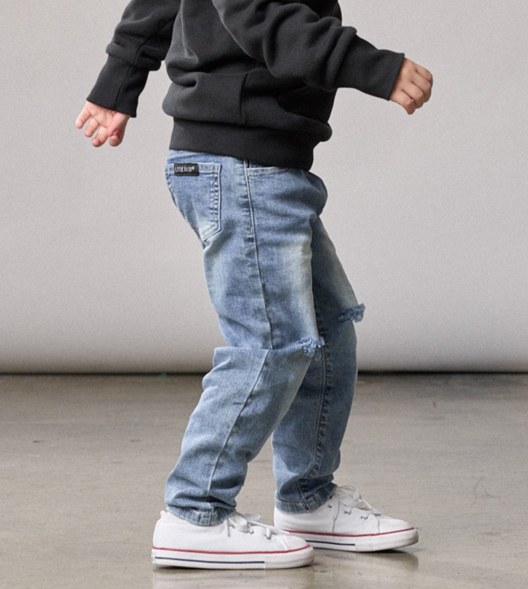 Relaxed Fit Distressed Denim