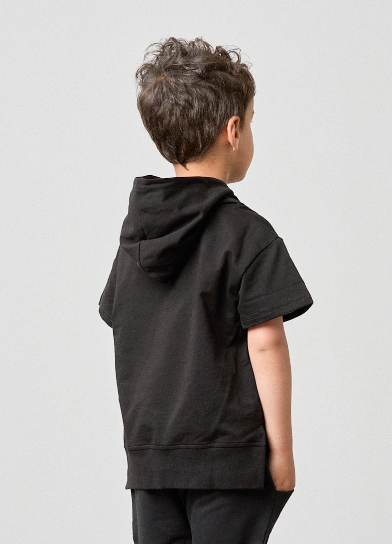 Short Sleeve Hoodie - Black