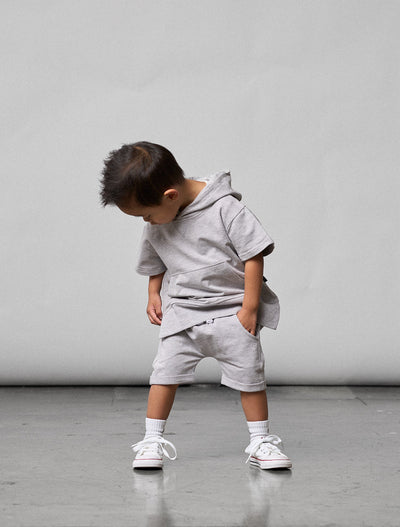 Short Sleeve Hoodie - Grey