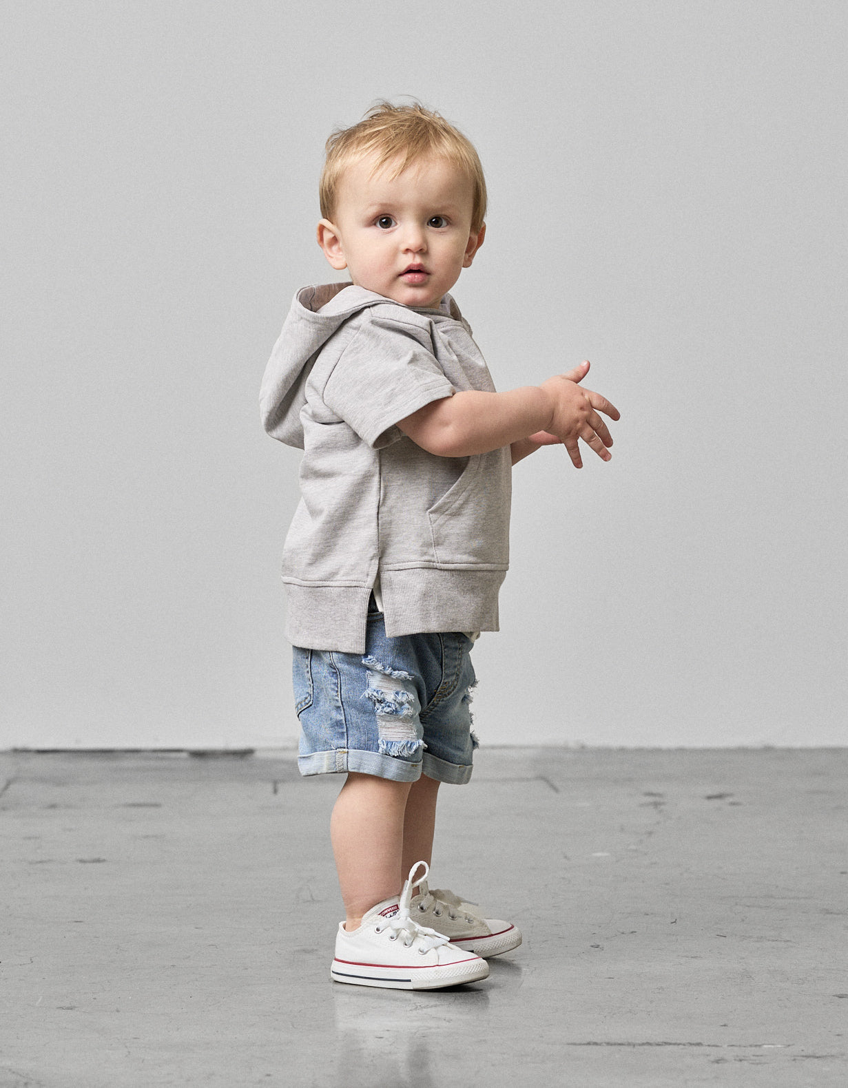 Short Sleeve Hoodie - Grey