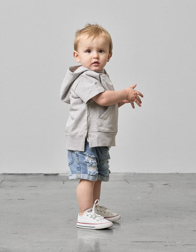 Short Sleeve Hoodie - Grey