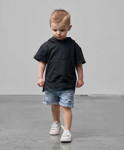 Short Sleeve Hoodie - Black