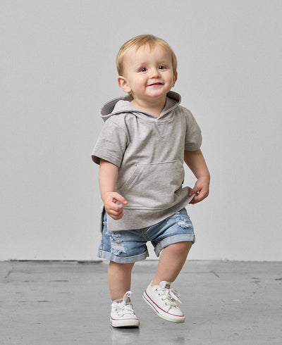 Short Sleeve Hoodie - Grey