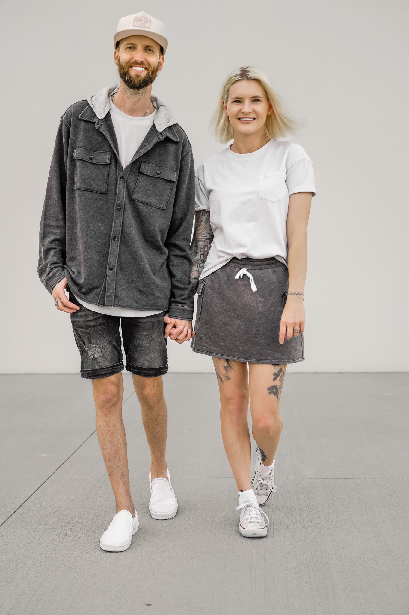 Adult Lightweight Hooded Shacket - Charcoal Wash
