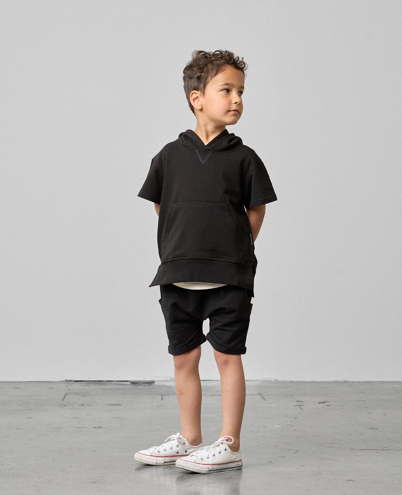 Short Sleeve Hoodie - Black