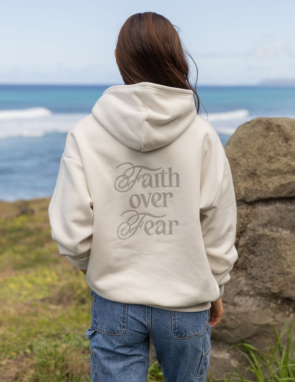 Faith Over Fear Taupe Unisex Hoodie