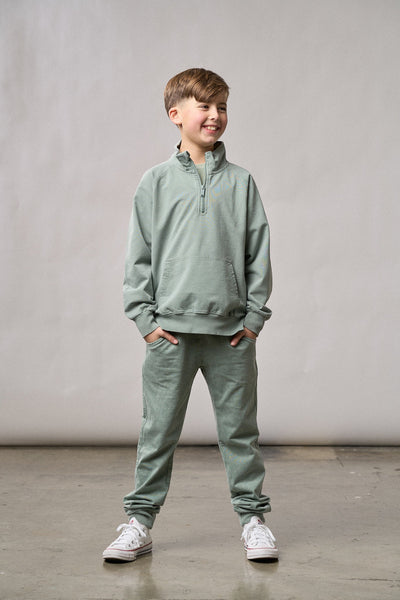 Quarter Zip Pullover - Basil Wash