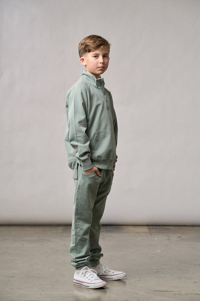 Quarter Zip Pullover - Basil Wash