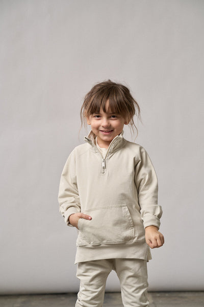 Quarter Zip Pullover - Almond Wash