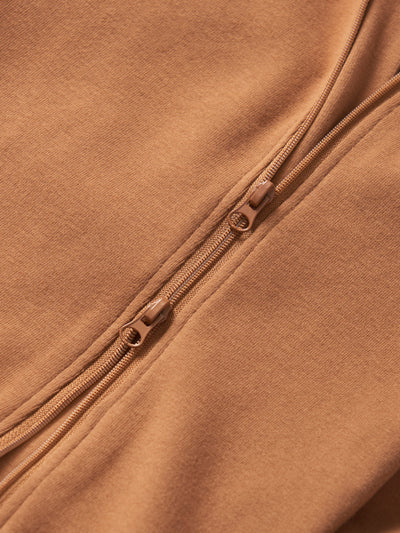 2-Way Zip Romper- Chestnut