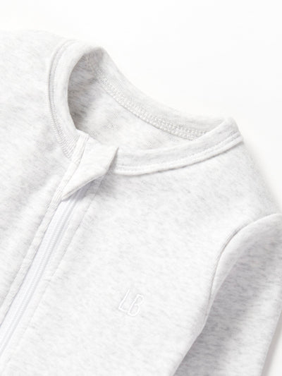 2-Way Zip Romper- Light Heather Grey