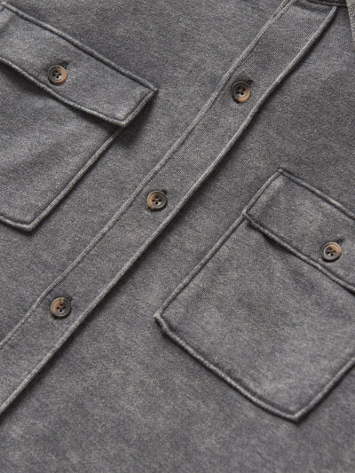 Adult Lightweight Hooded Shacket - Charcoal Wash