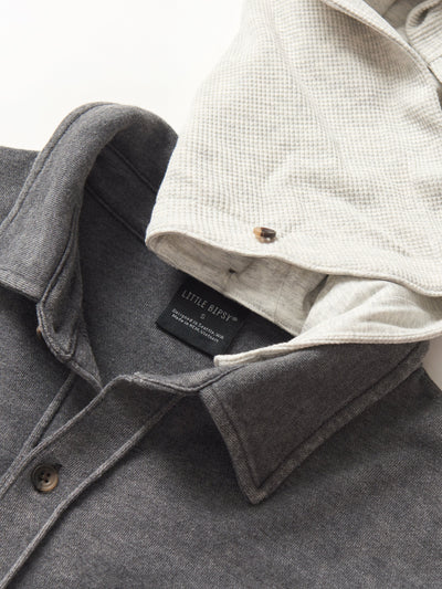 Adult Lightweight Hooded Shacket - Charcoal Wash