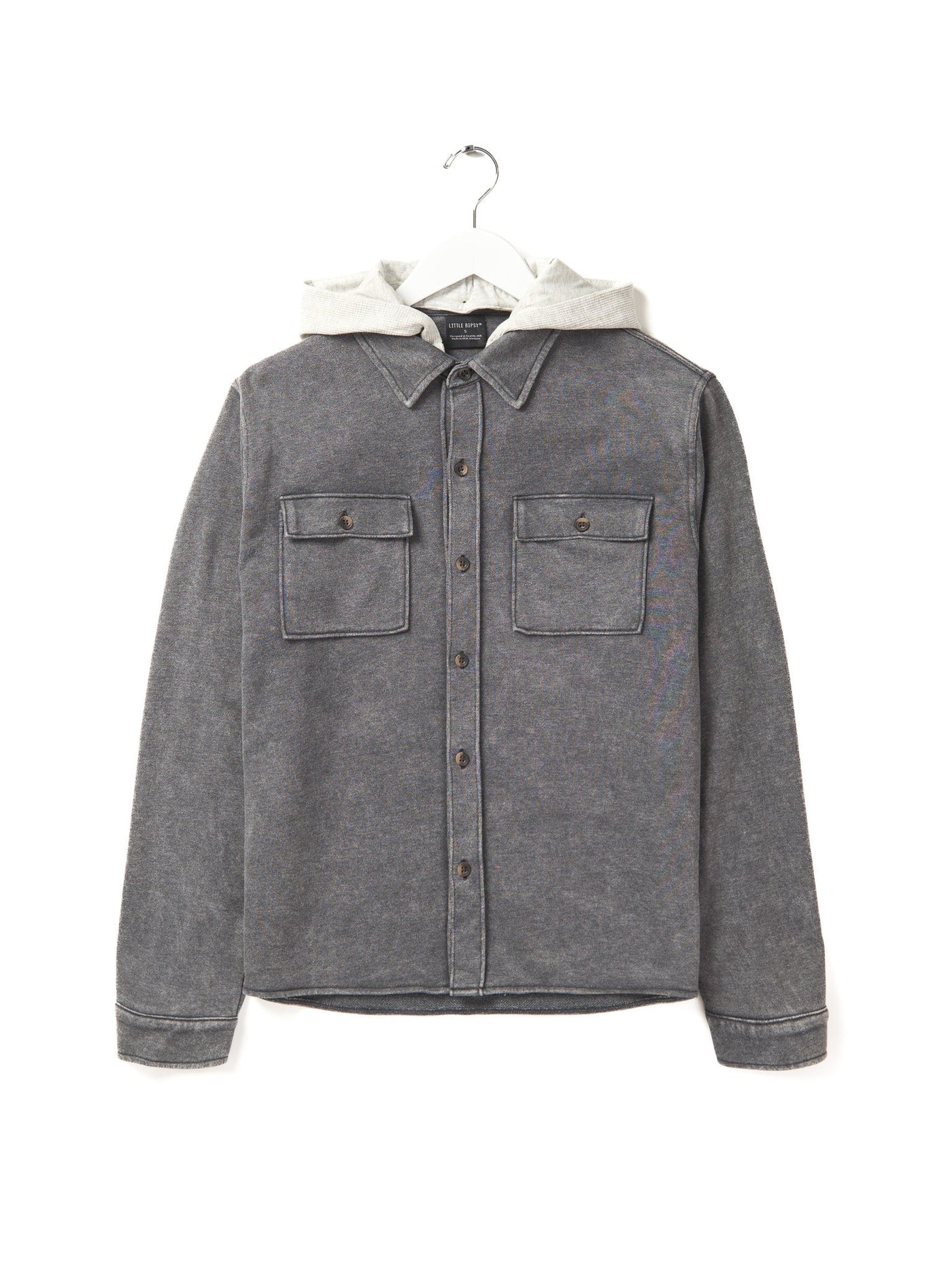Adult Lightweight Hooded Shacket - Charcoal Wash