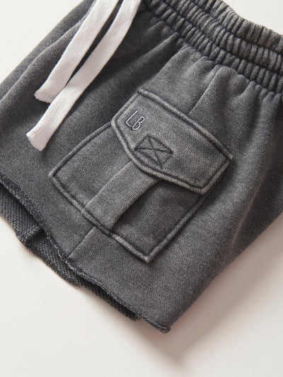 Raw Edge Cargo Short - Charcoal Wash