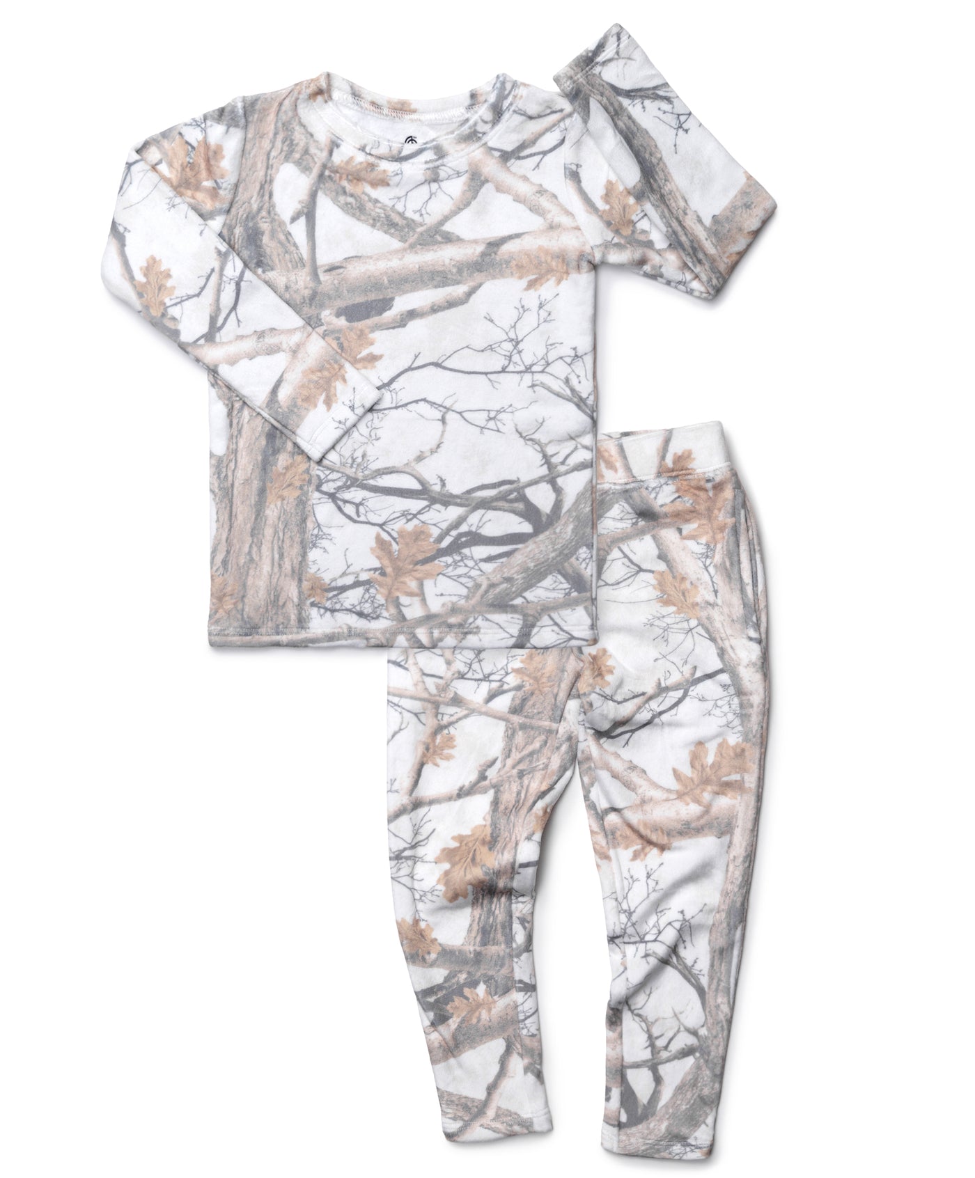 Plush White Tree Camo Two-Piece Set