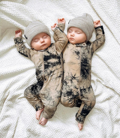 Baby boy convertible sleepwear. Two boys wearing bamboo pjs.