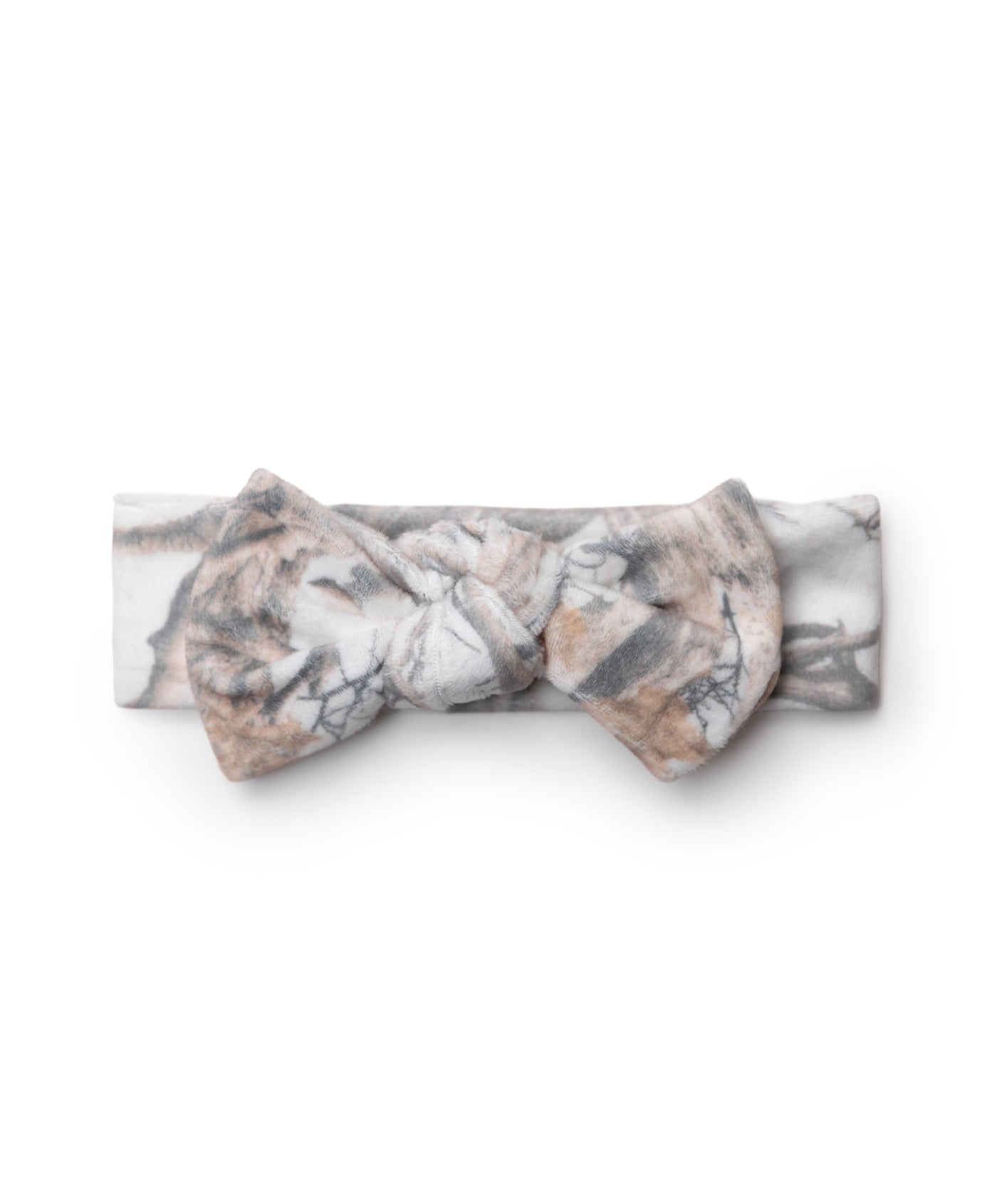 Plush White Tree Camo Headband Bow