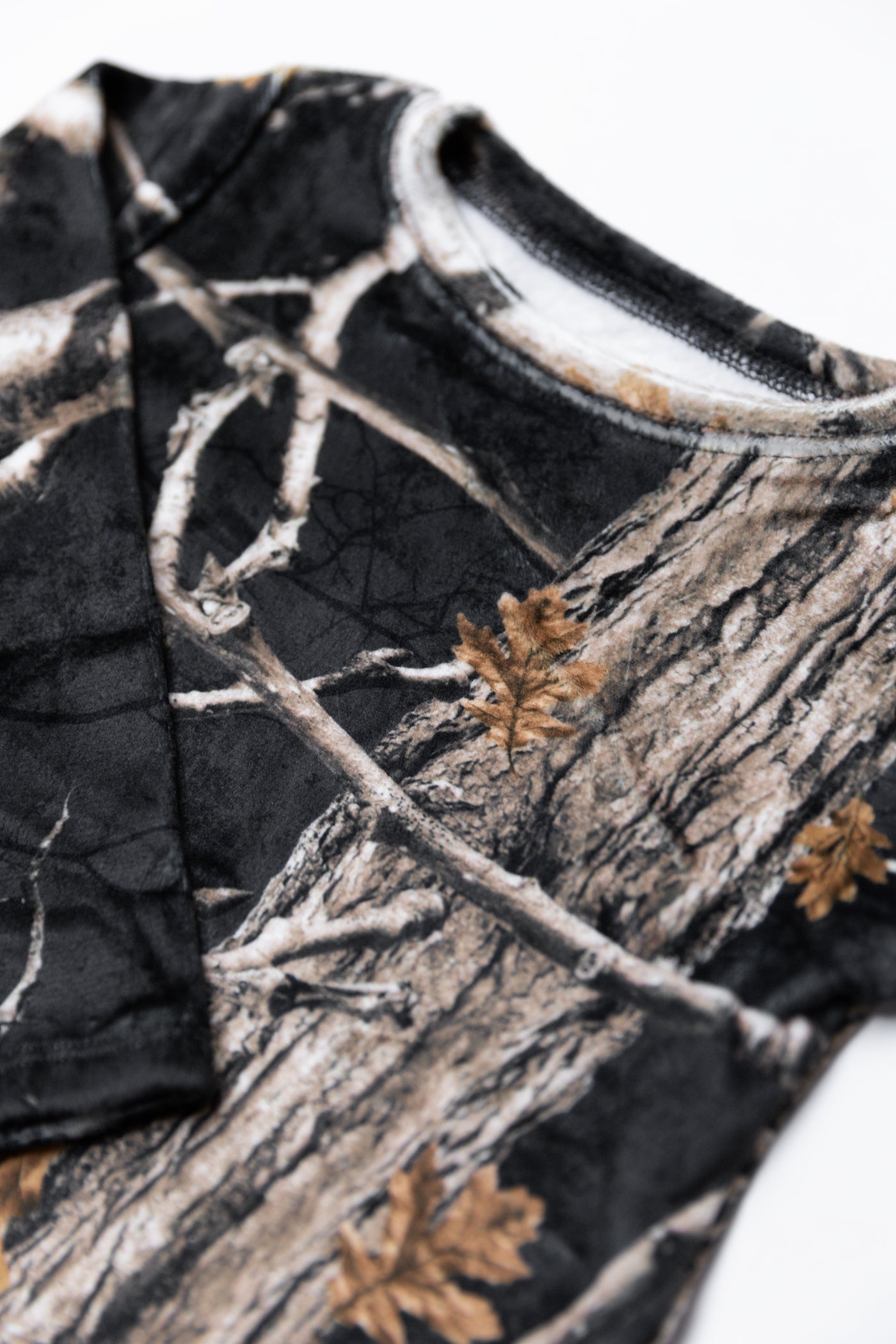Plush Black Tree Camo Two-Piece Set