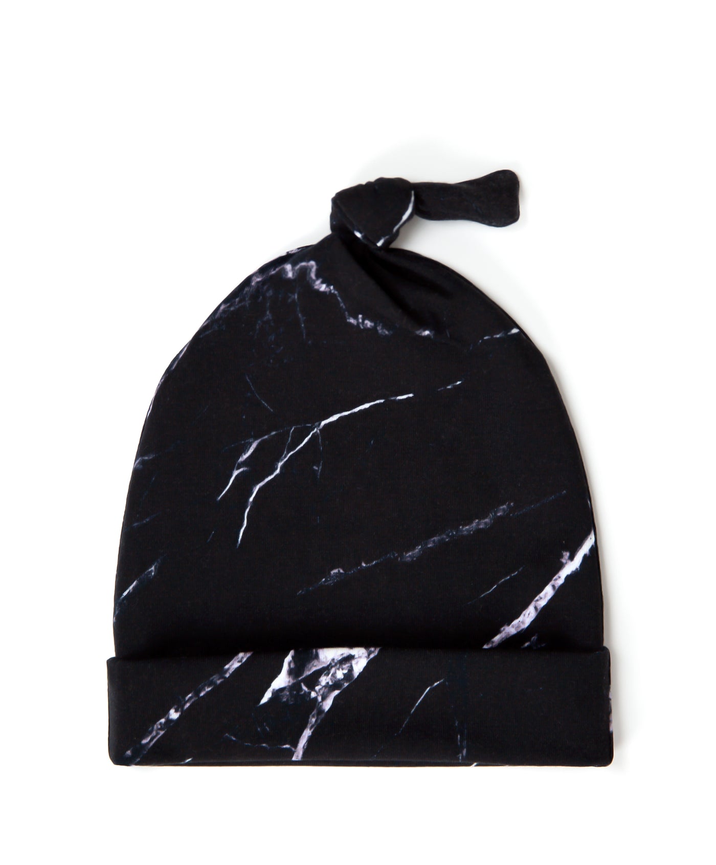 Black Marble Knotted Beanie