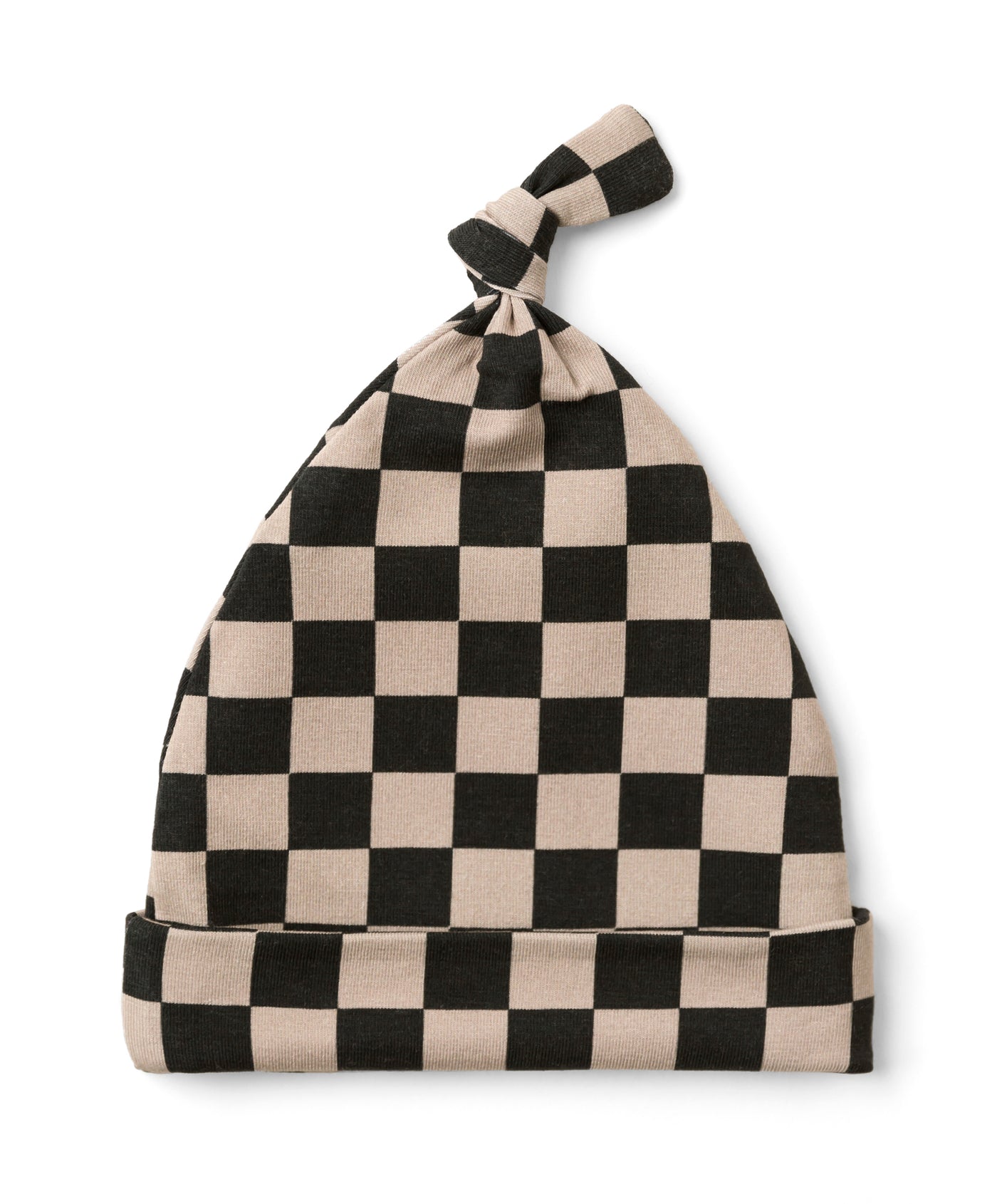 Black & Tan Checkered Knotted Beanie