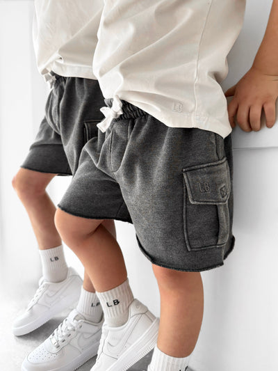 Raw Edge Cargo Short - Charcoal Wash